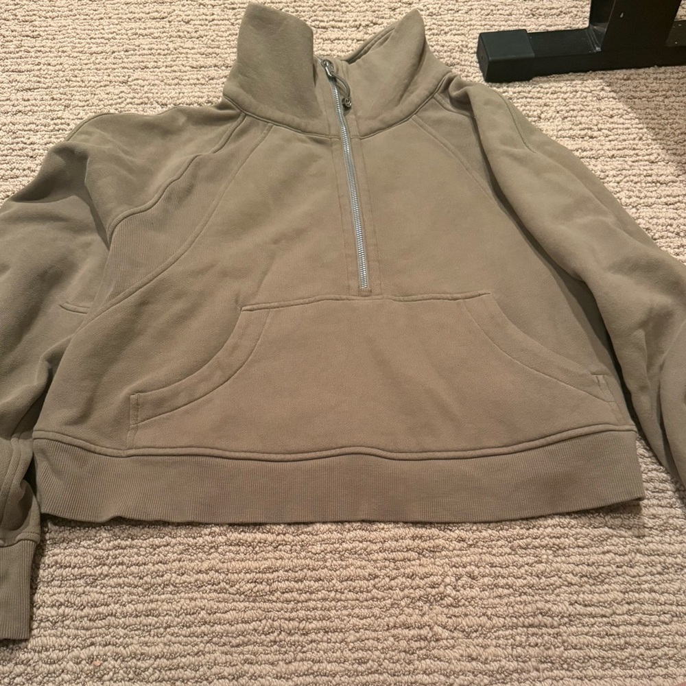lululemon Scuba Oversized Funnel Neck Half-Zip M/L Olive Green/Gray/Beige Tan